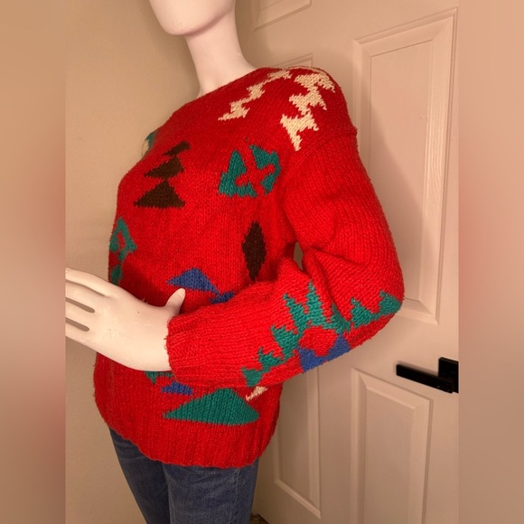 Li 2 Wear vintage Red Patterned Sweater - Picture 3 of 8